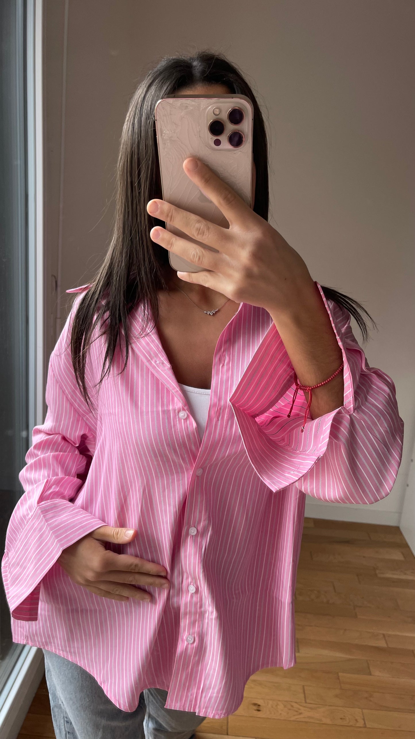 Chemise a rayures rose