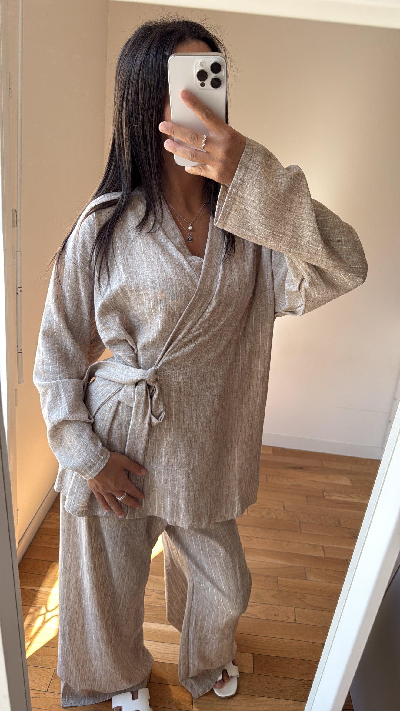 Ensemble cache cœur beige