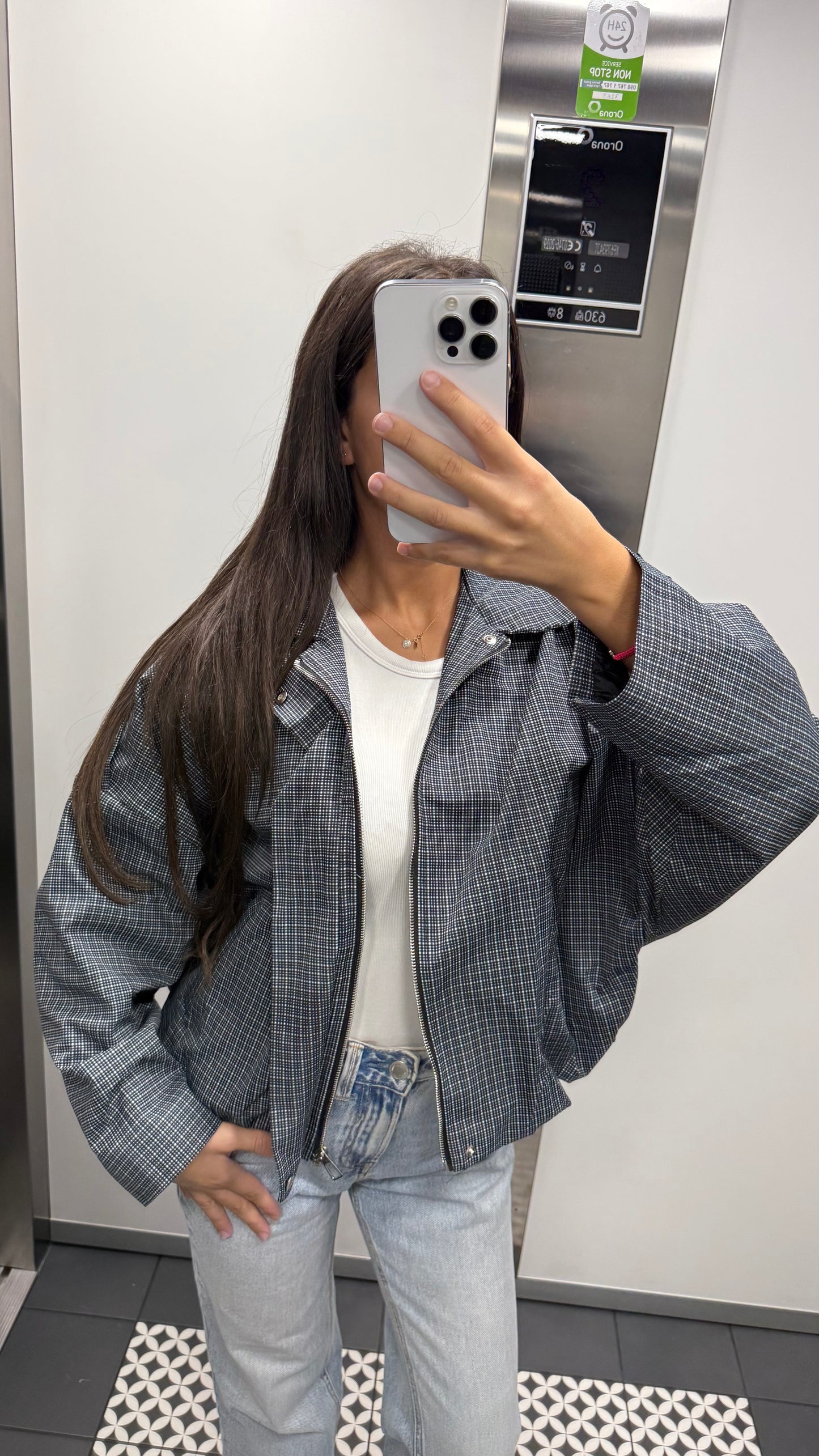 Veste carreaux noir/bleu
