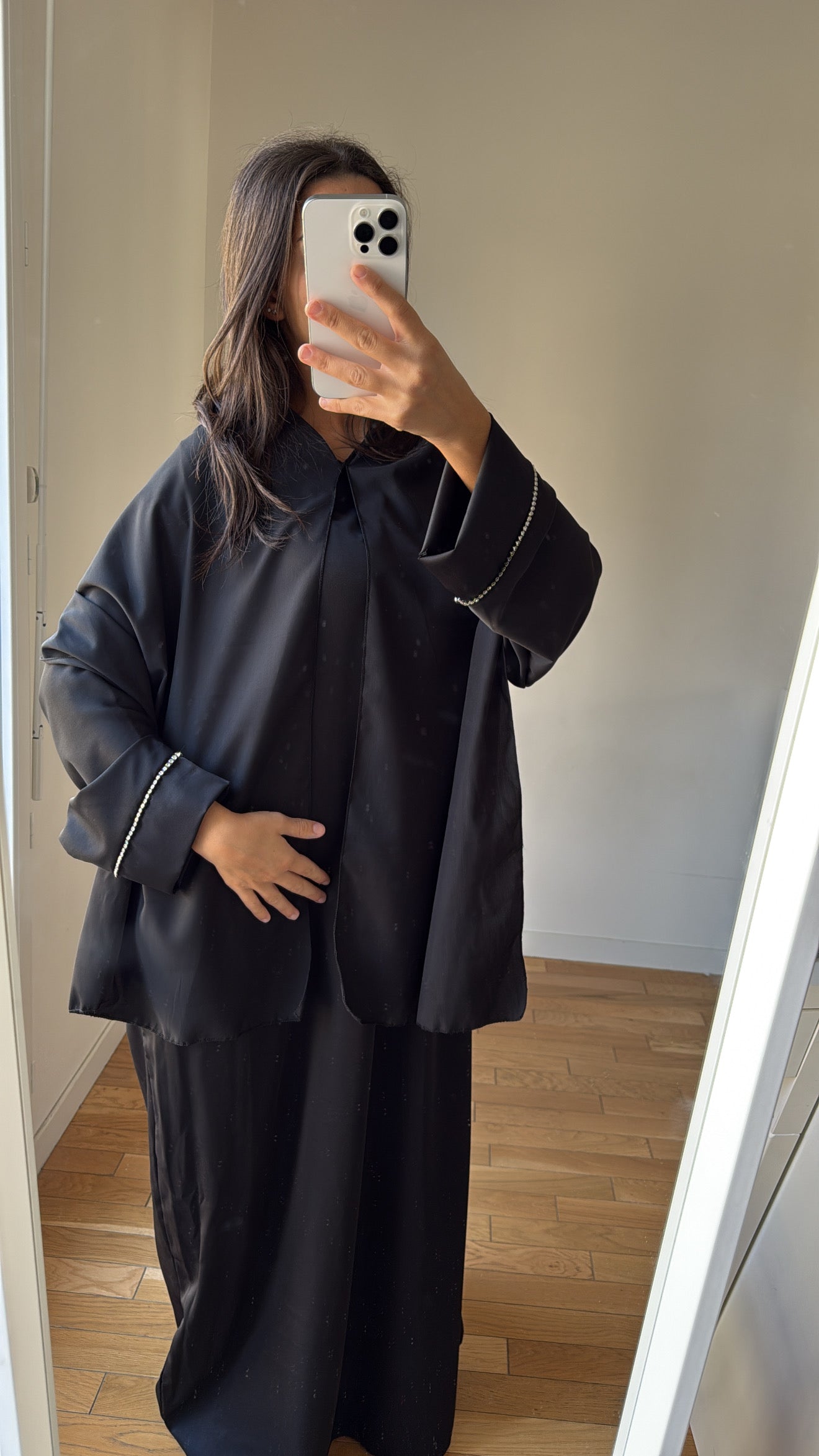 Abaya noir voile intégré