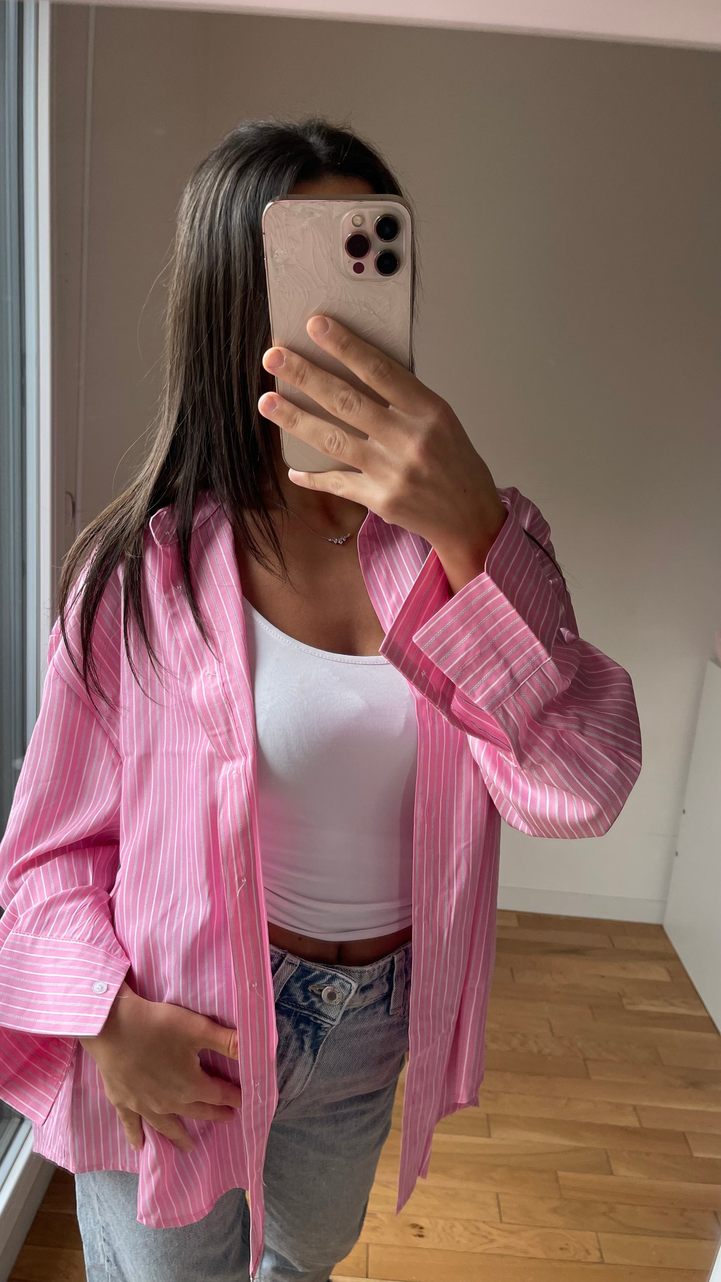 Chemise a rayures rose
