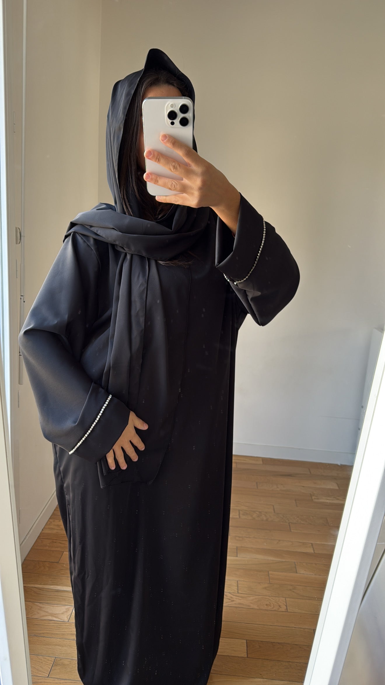 Abaya noir voile intégré