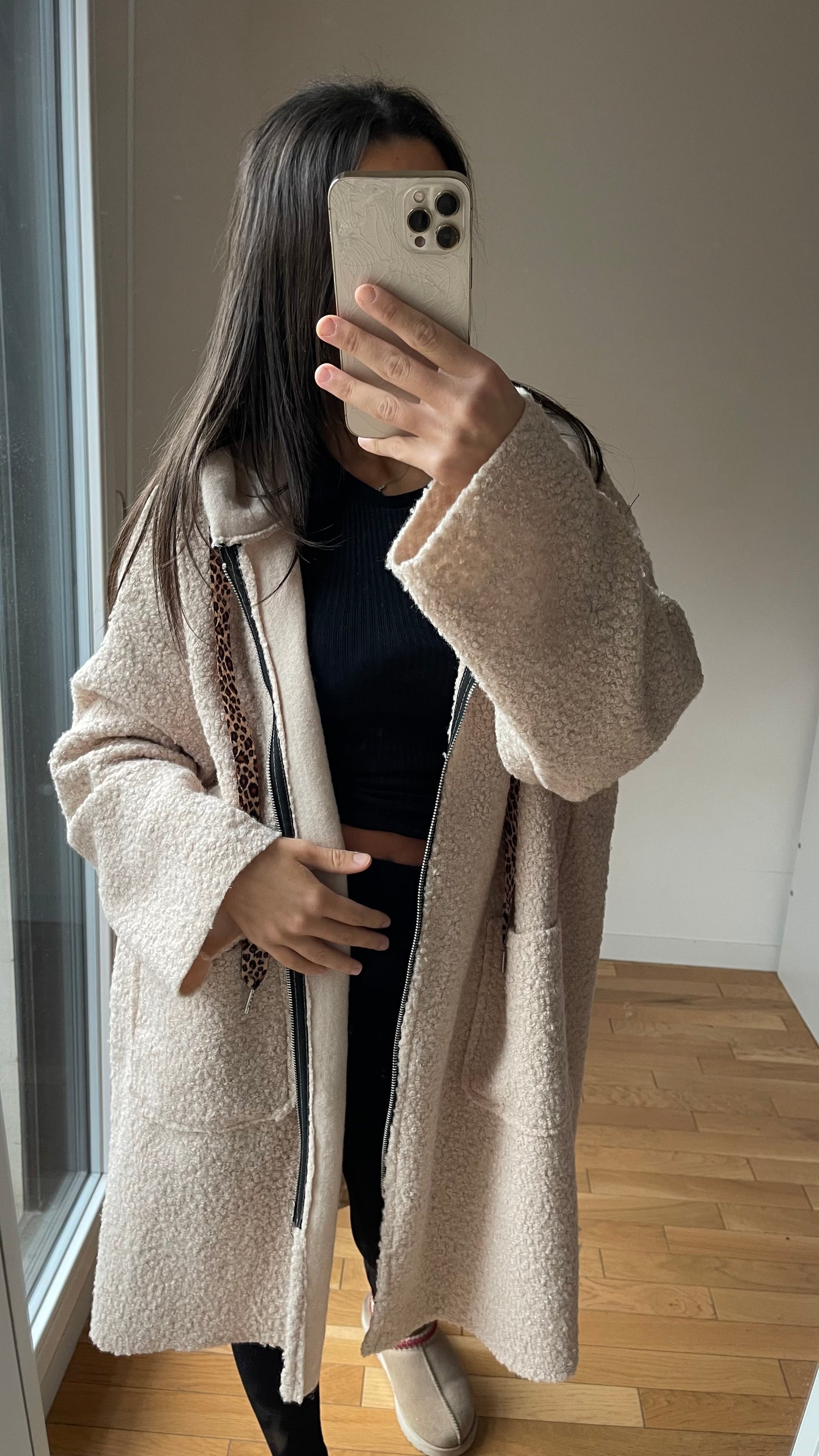 Manteau mi long beige