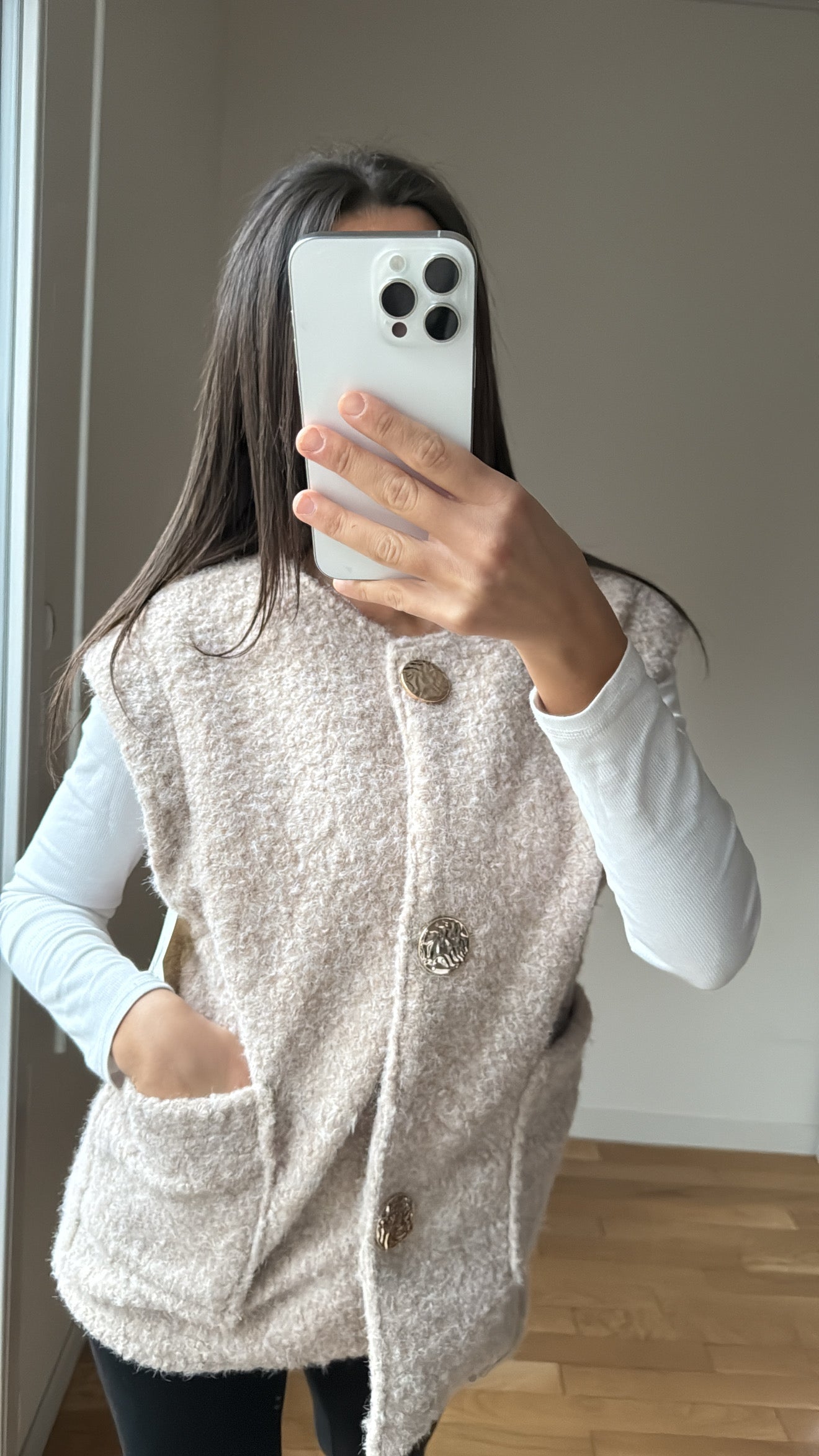 Gilet beige 2 poches