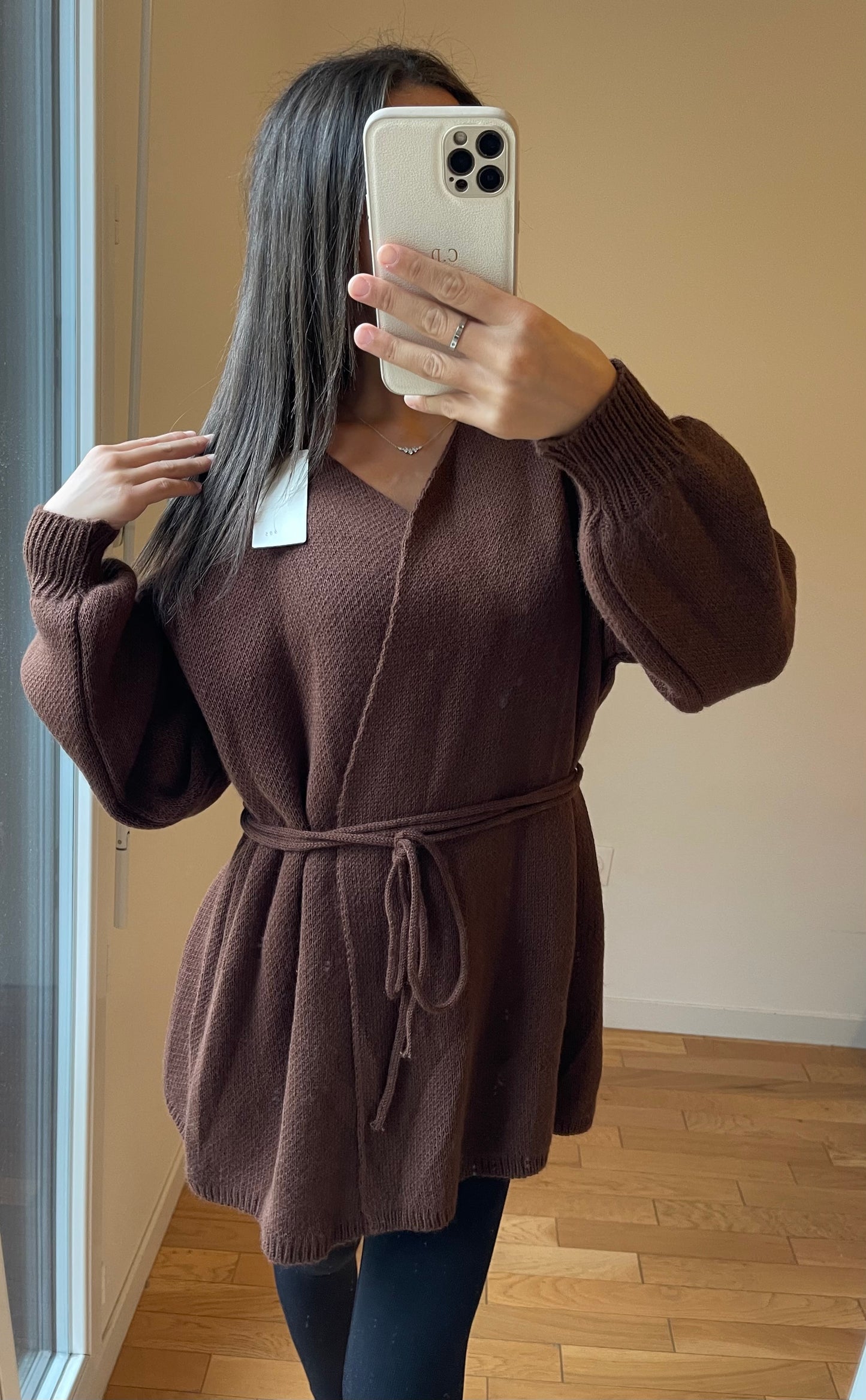 Pull cache coeur marron