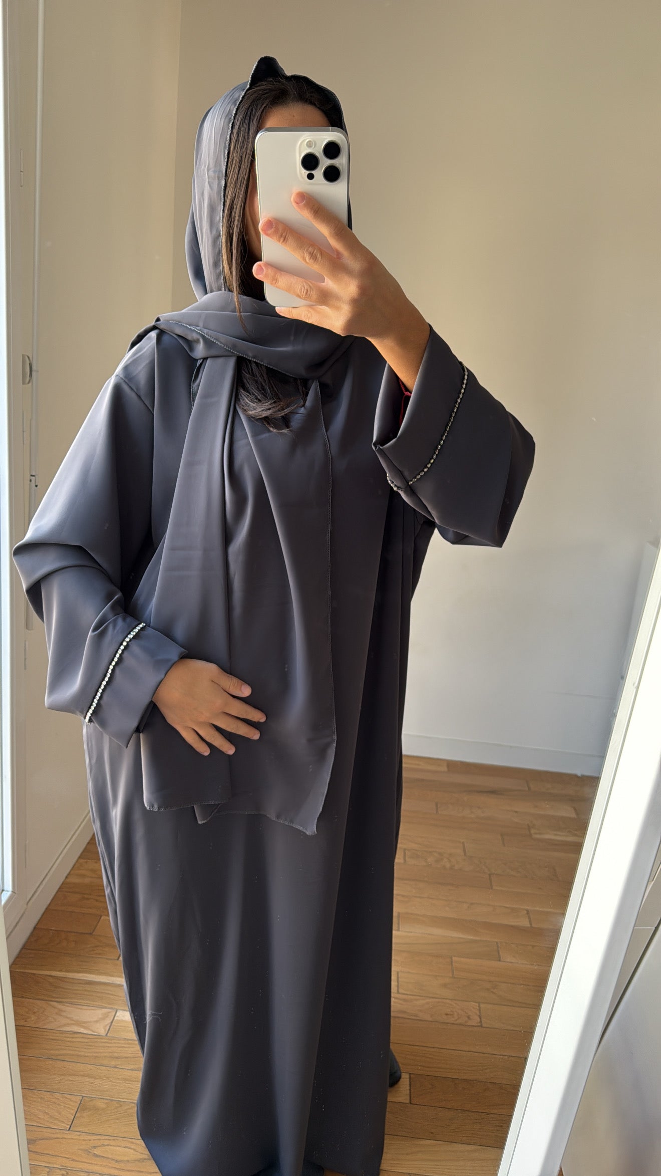 Abaya bleu / gris