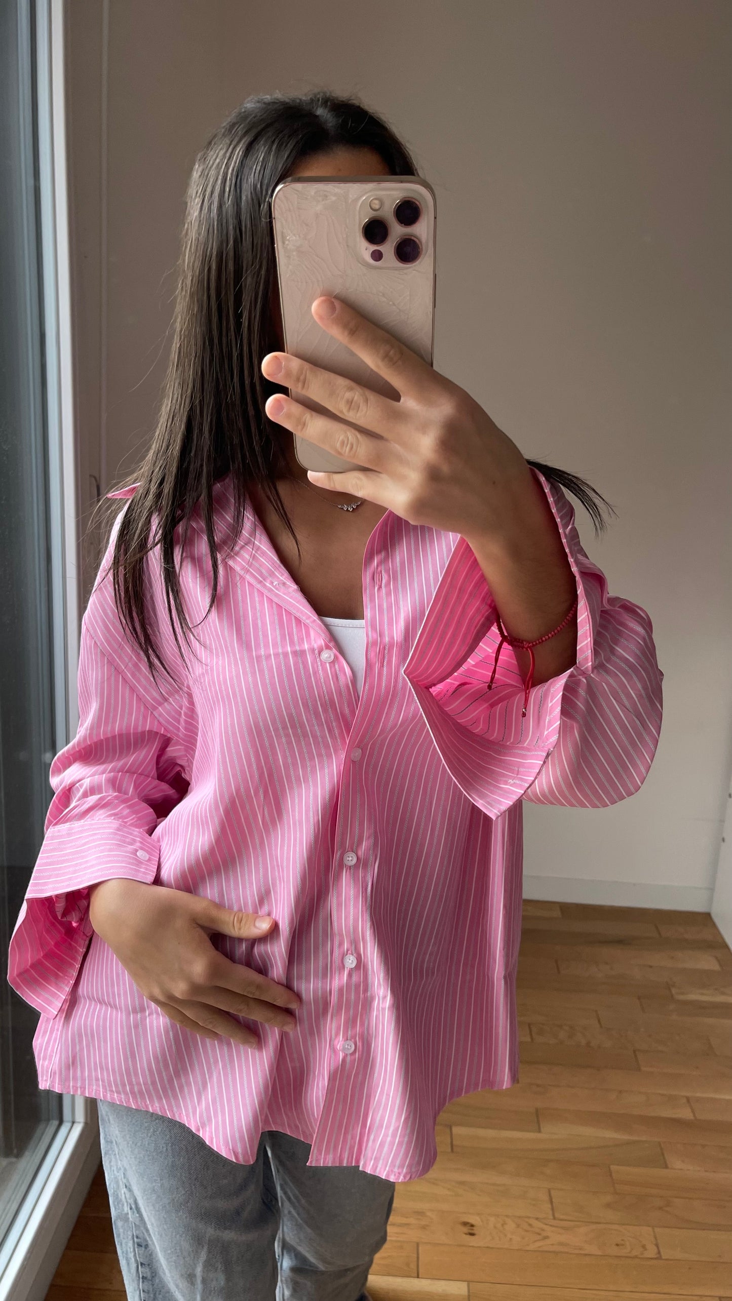 Chemise a rayures rose