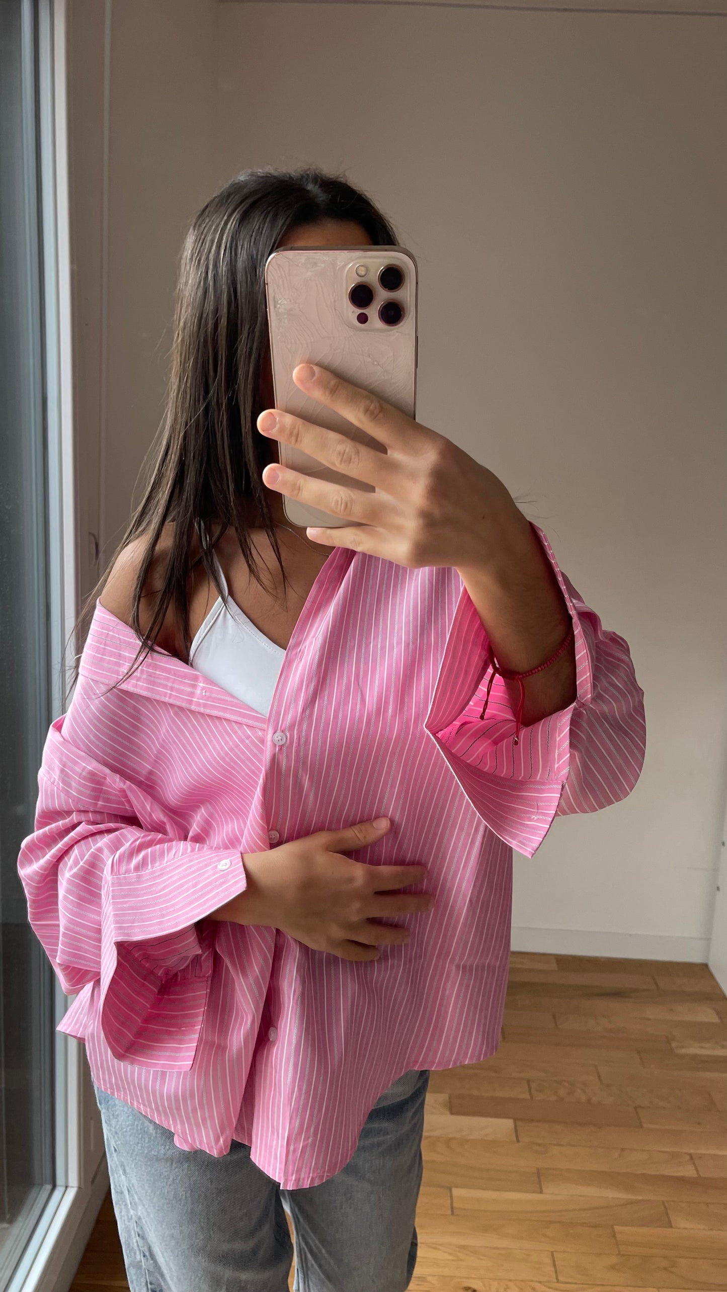 Chemise a rayures rose