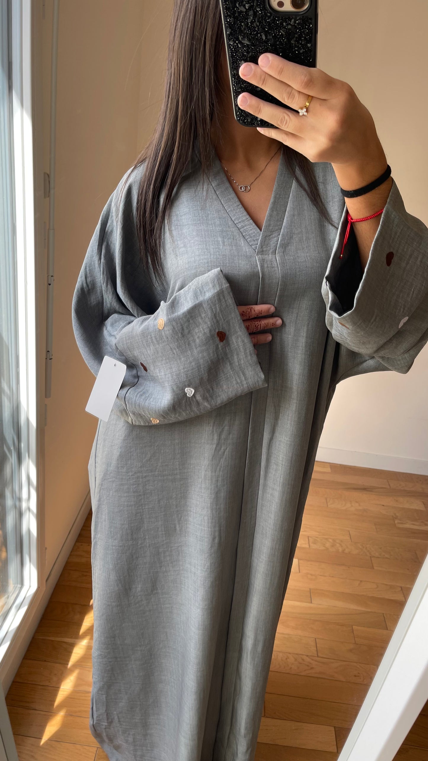 Abaya coeur grise