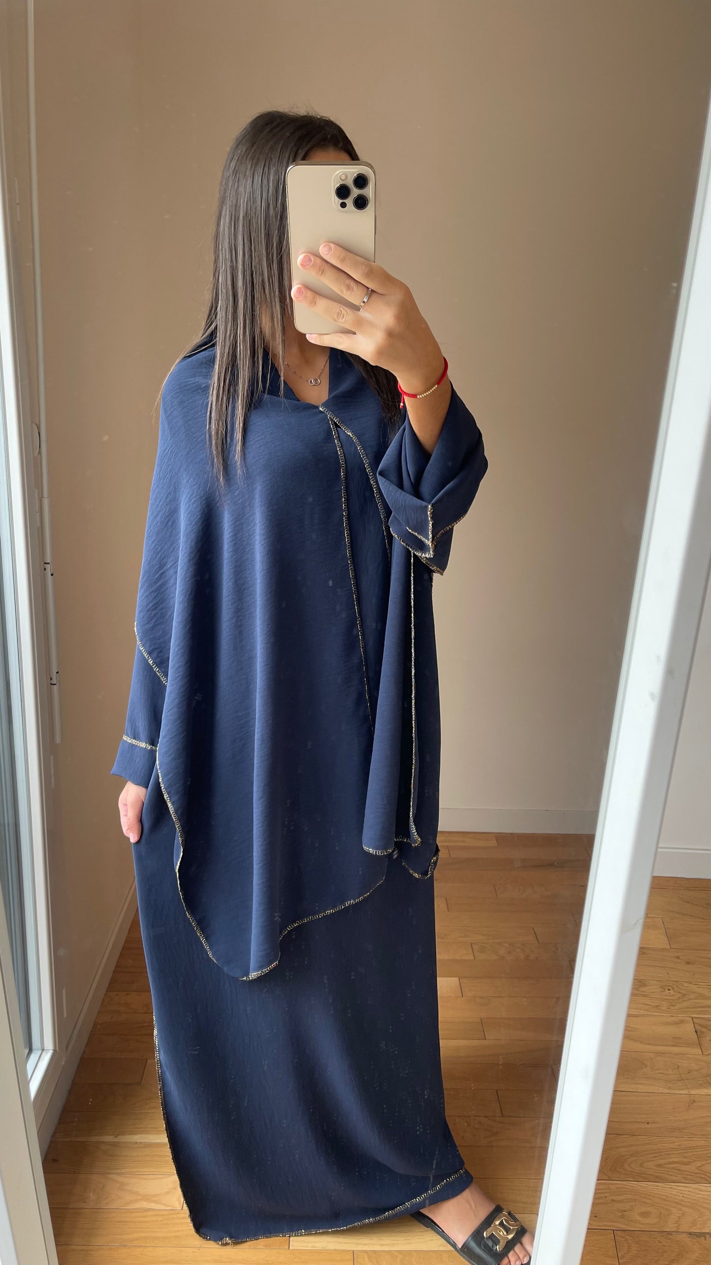 Abaya hijab integré bleu marine