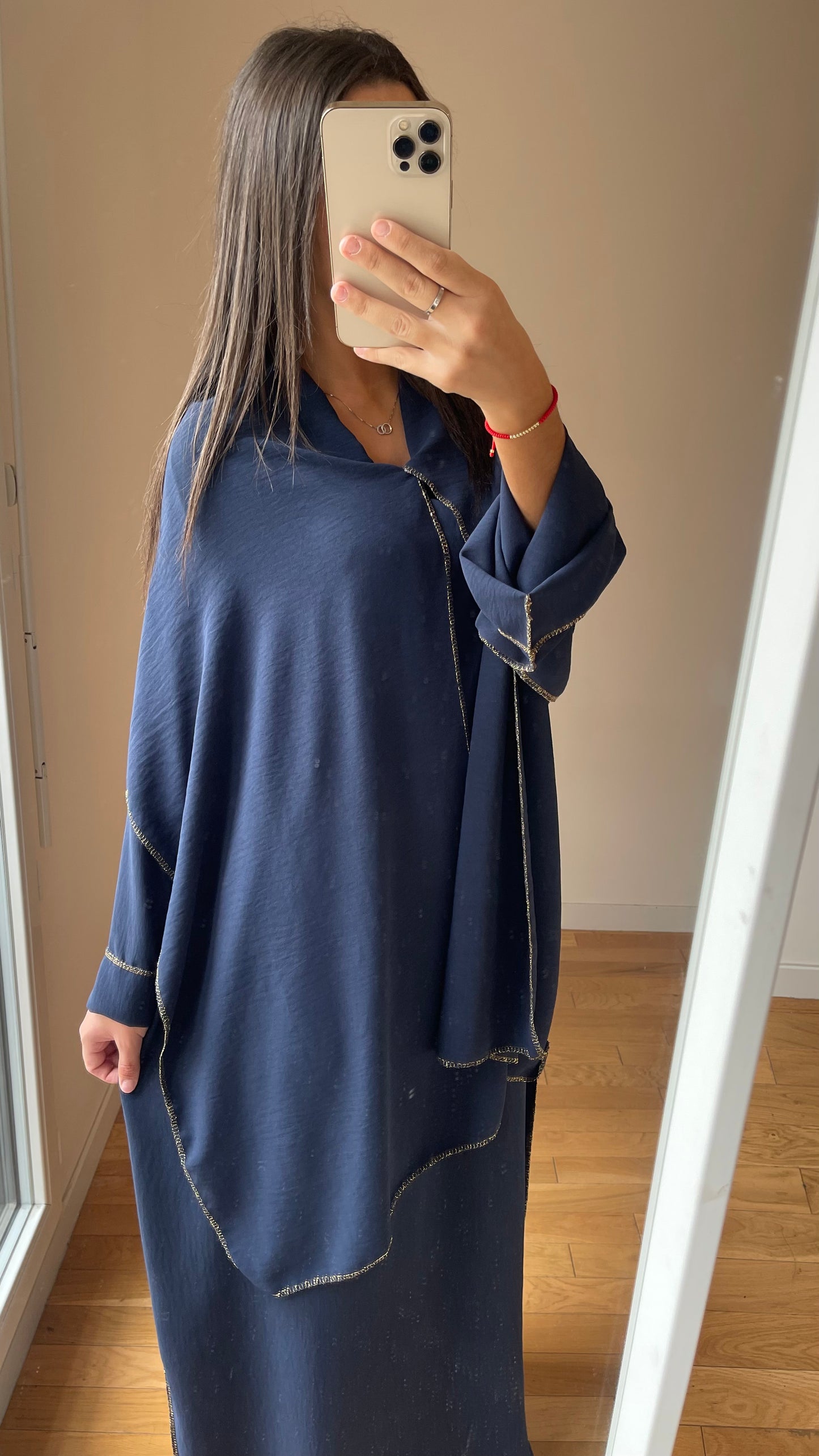 Abaya hijab integré bleu marine