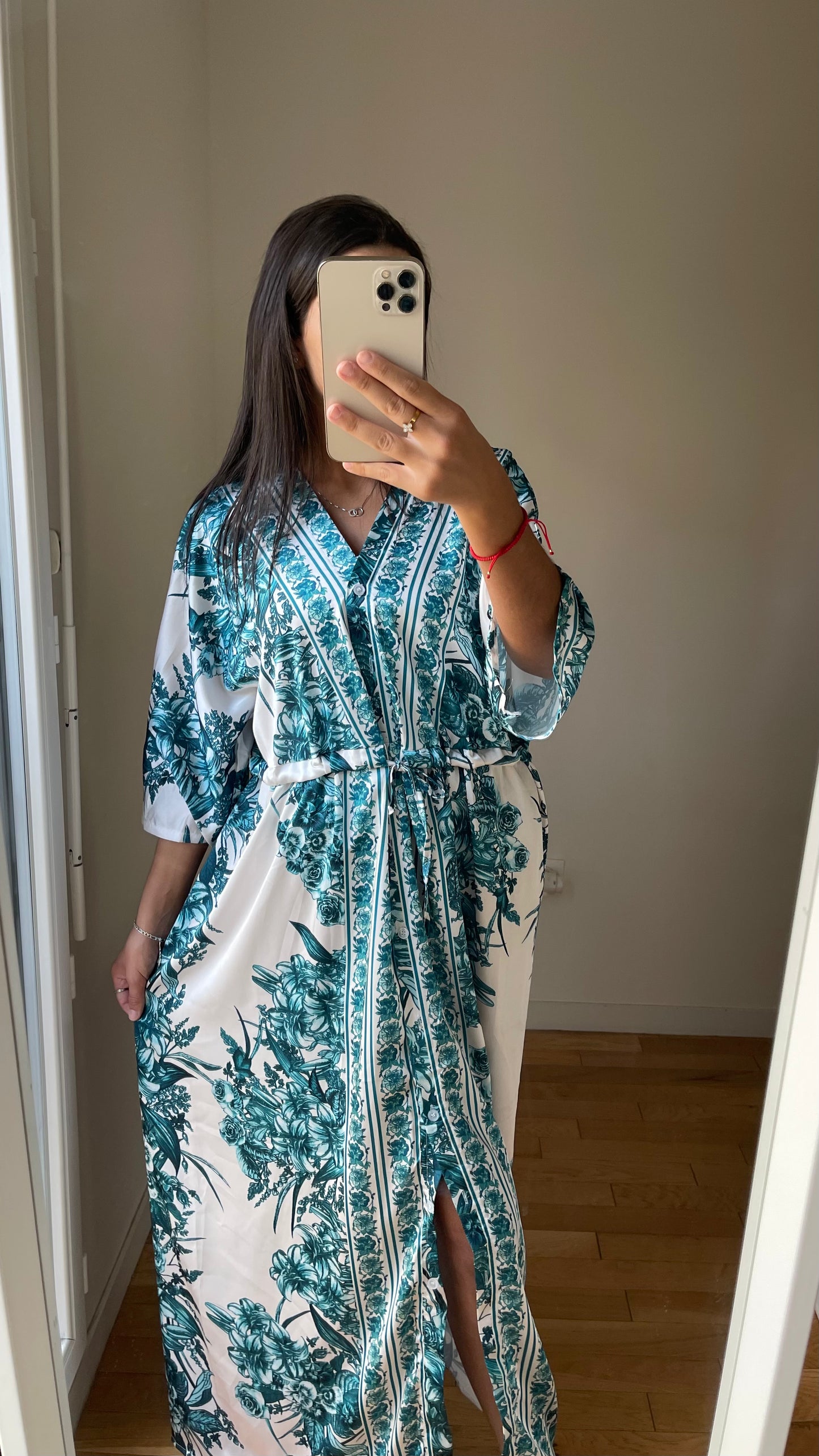 Robe a motif / kimono vert