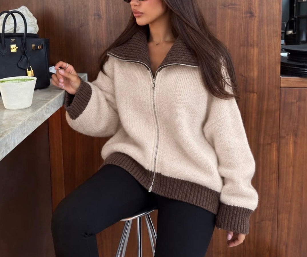 Pull Zahra beige /chocco