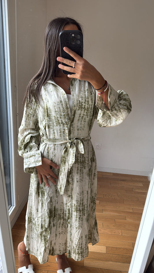Robe chemise verte kaki