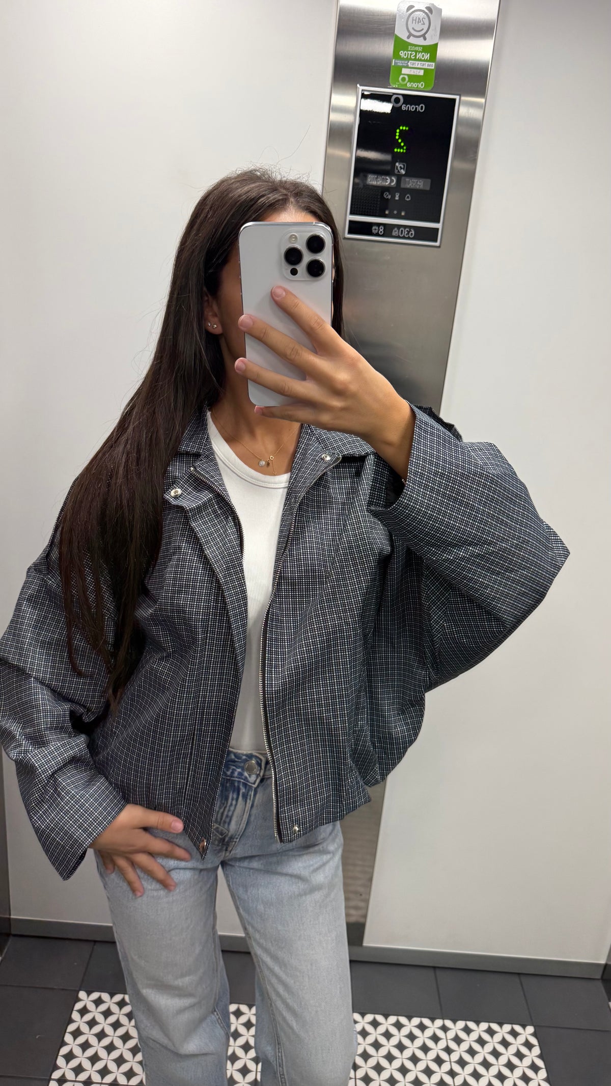 Veste carreaux noir/bleu