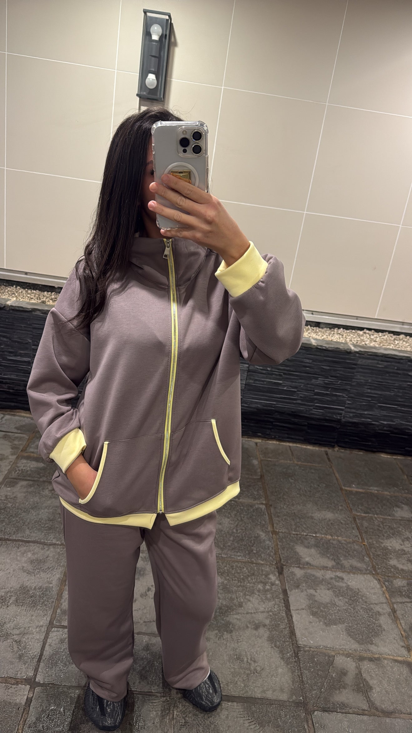 Ensemble nejma taupe / jaune