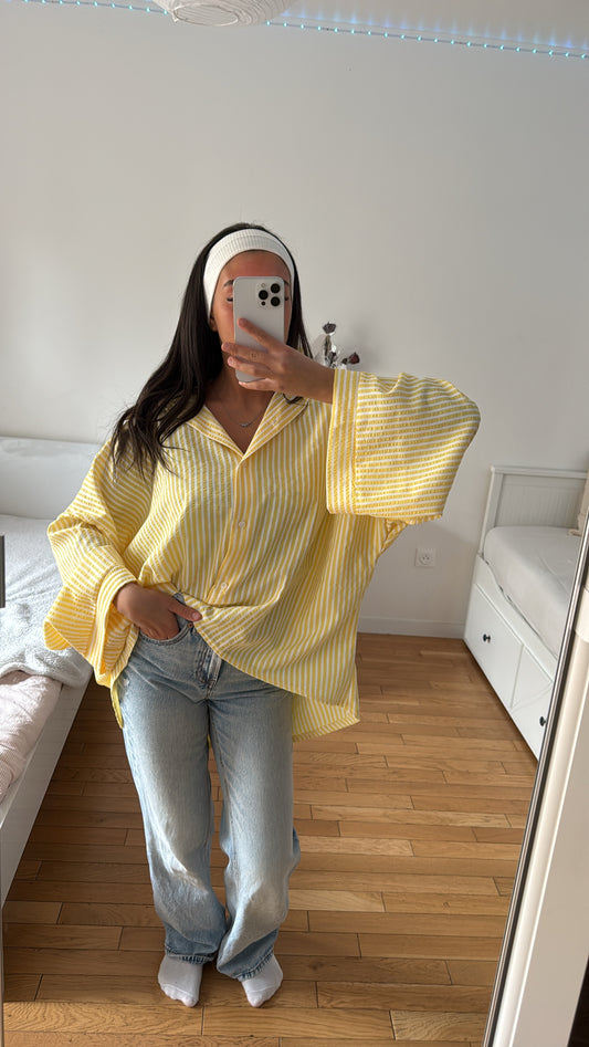 Chemise jaune rayures oversize
