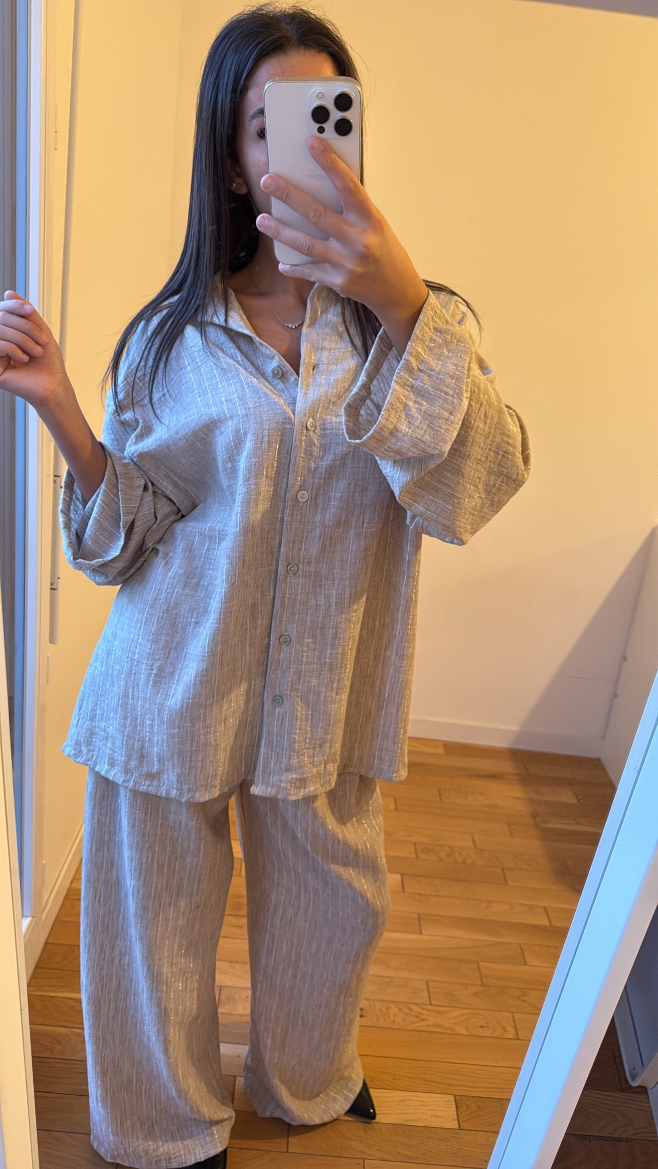 Ensemble chemise beige
