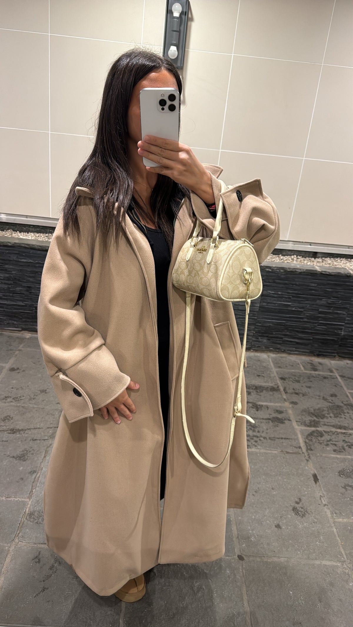 Manteau fente beige