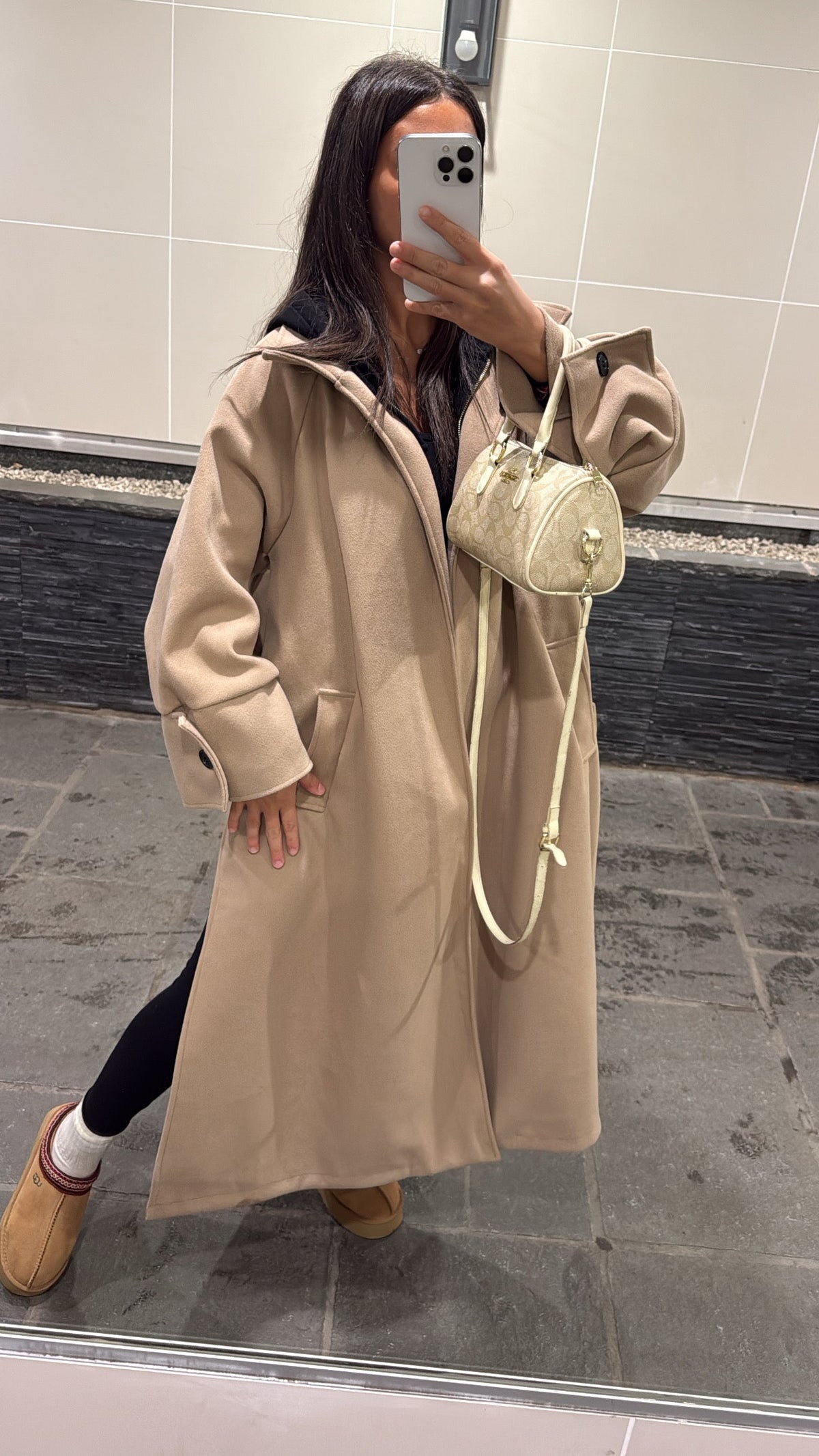 Manteau fente beige