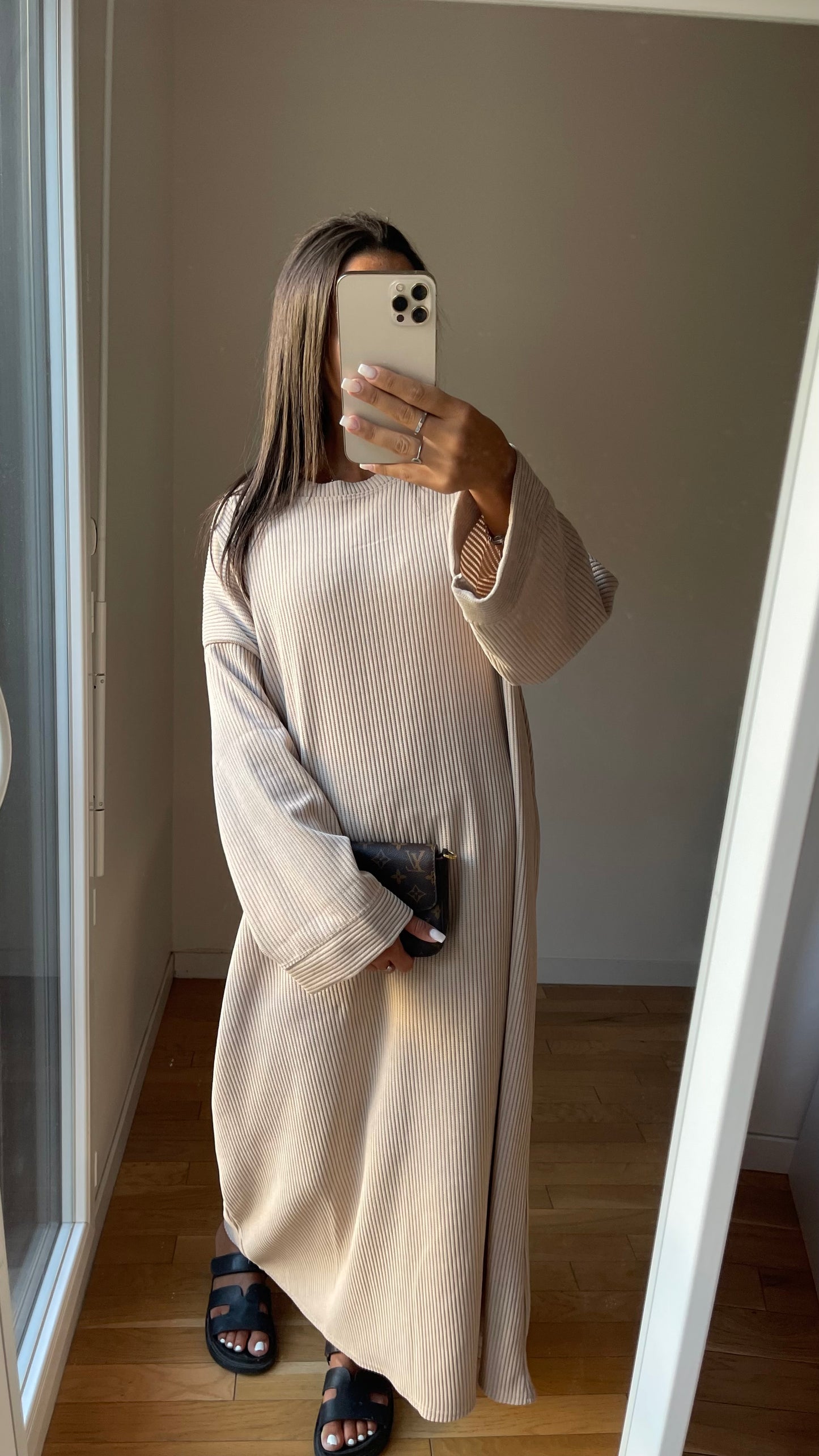 Robe velour beige