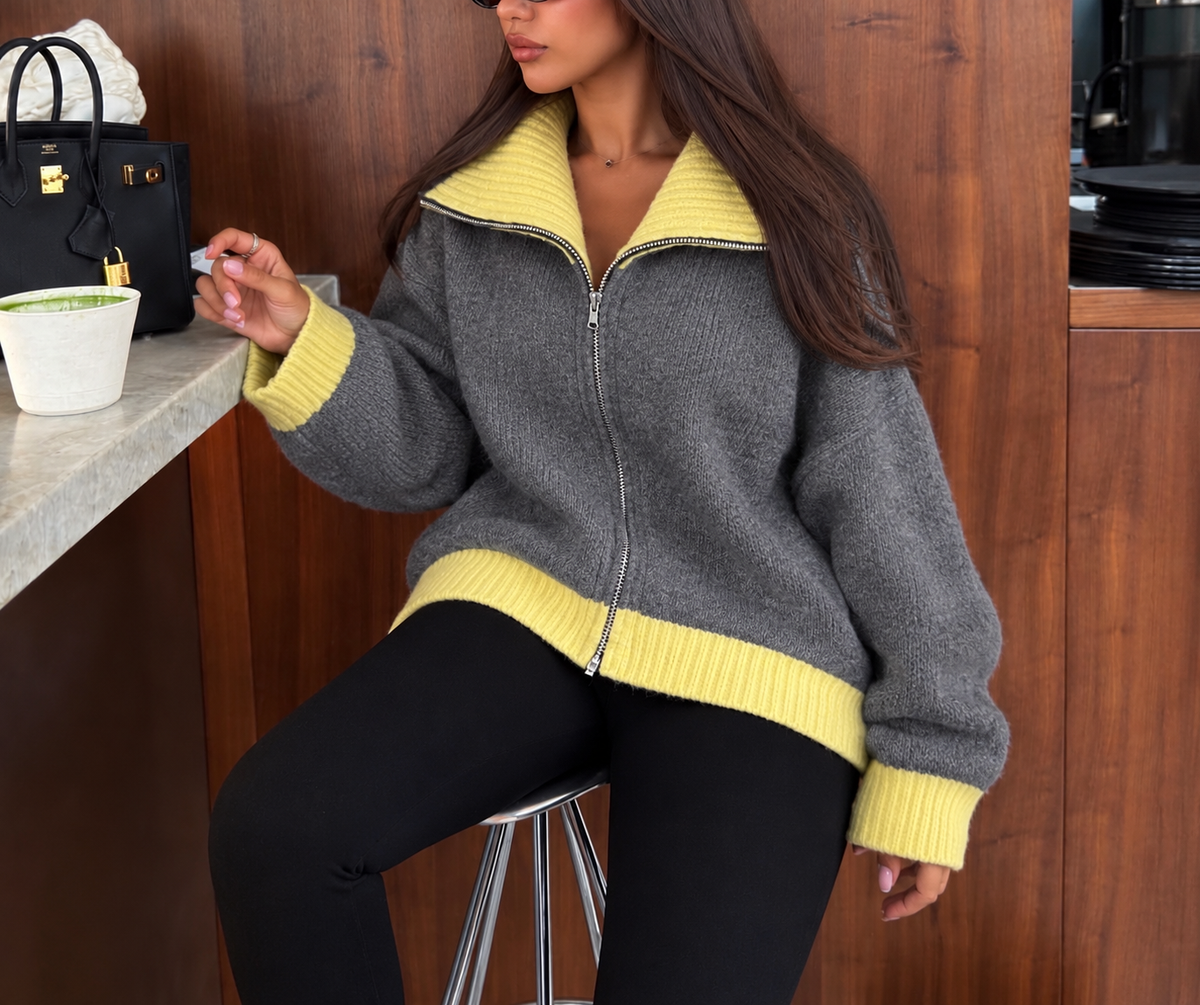 Pull Zahra gris /jaune
