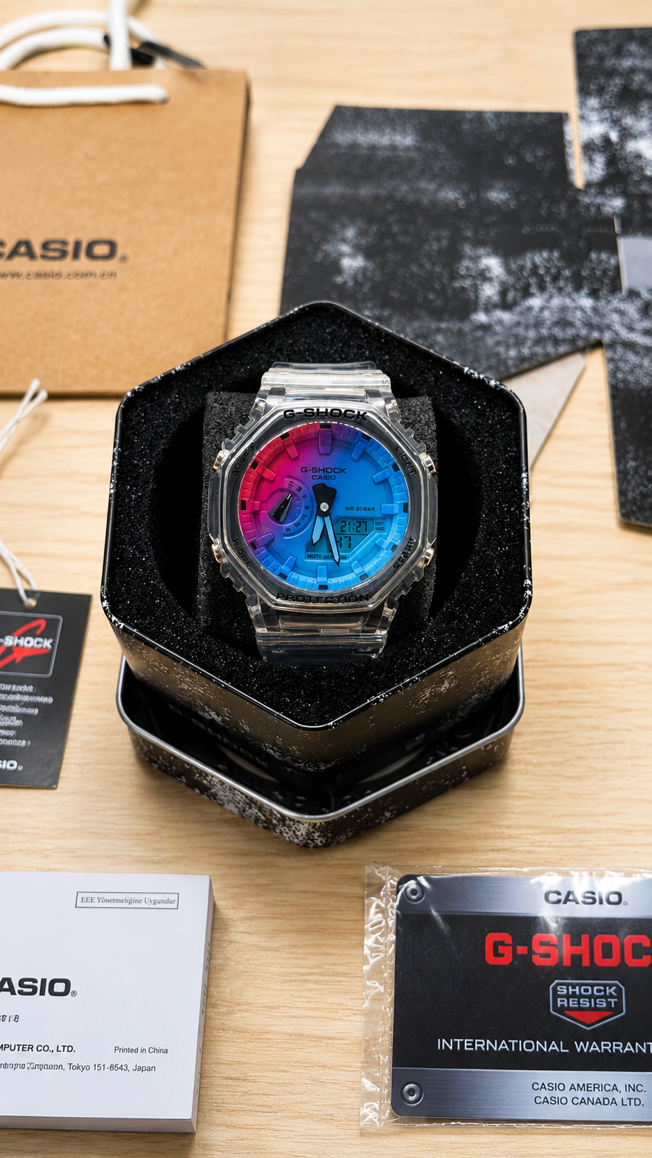 G shock transparente multicolore