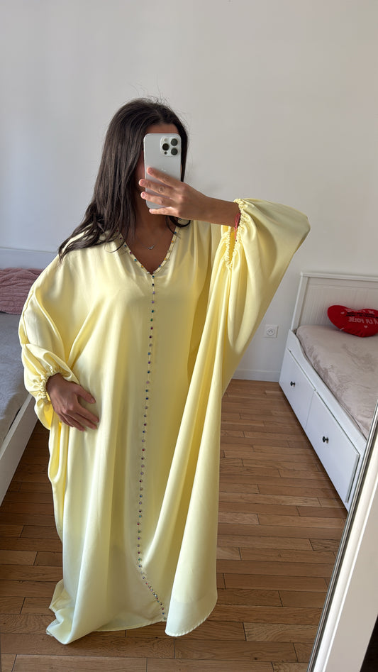 Abaya perle jaune
