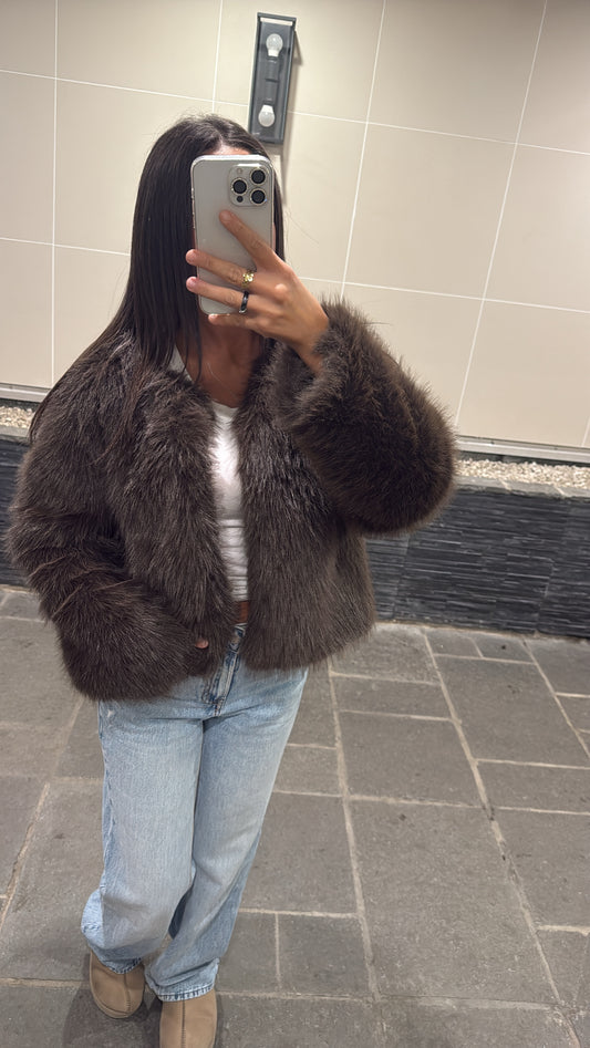 Veste fausse fourrure marron