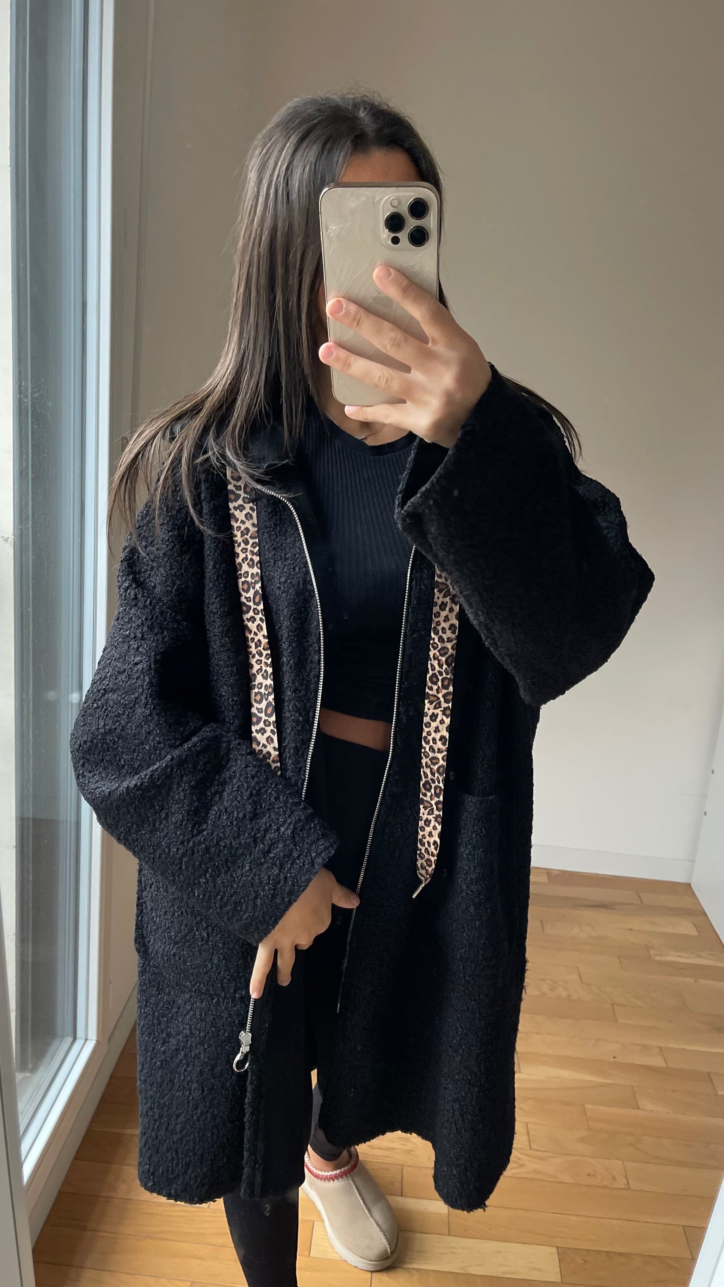 Manteau mi long noir