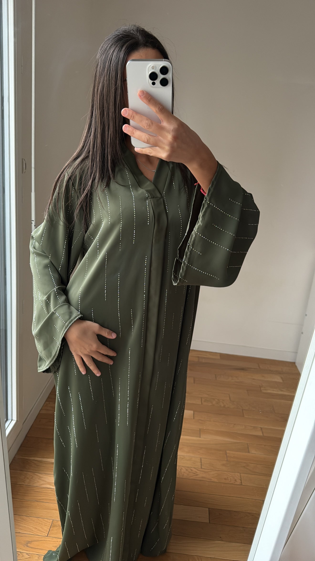 Abaya Neyla vert kaki
