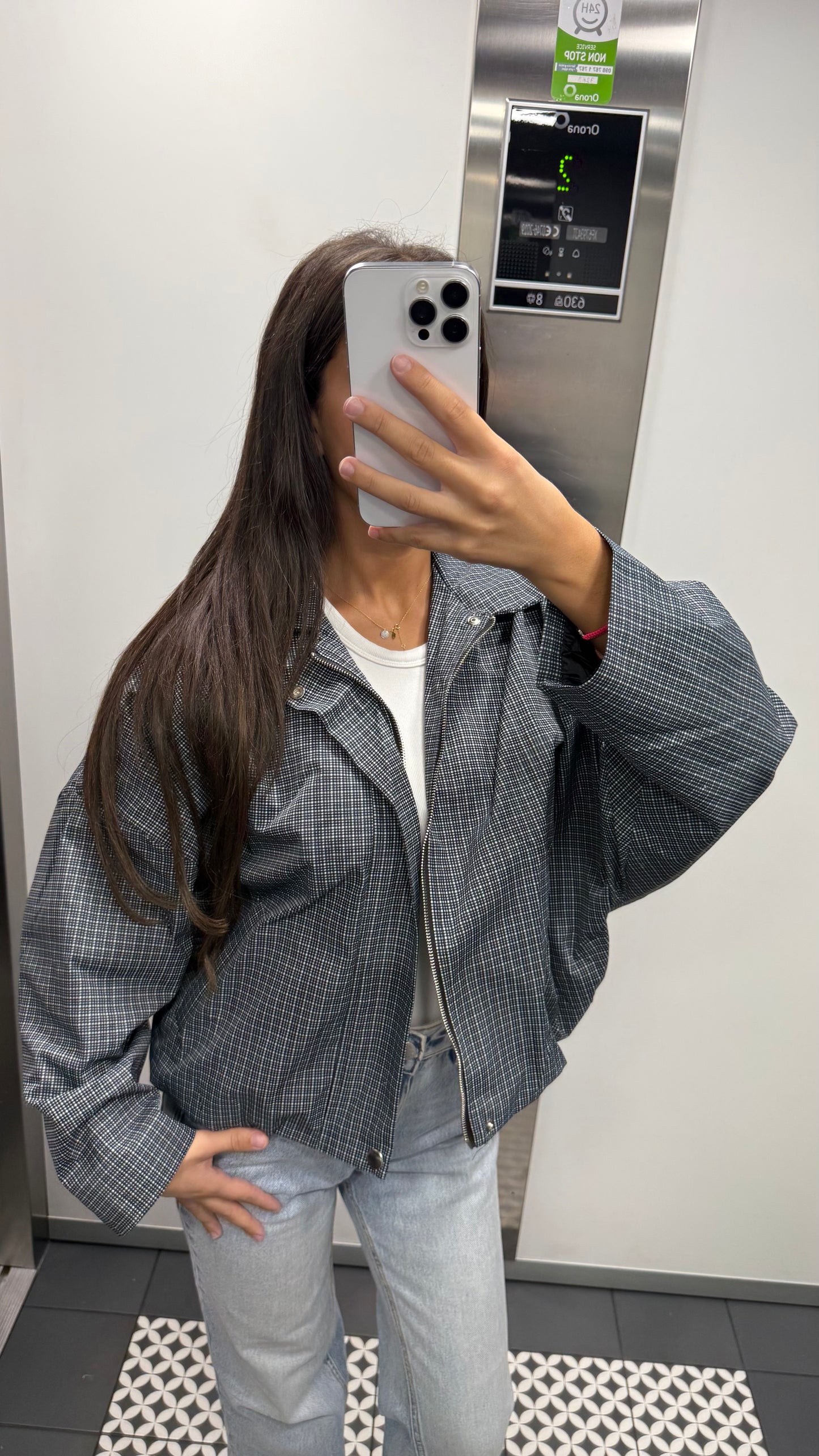 Veste carreaux noir/bleu