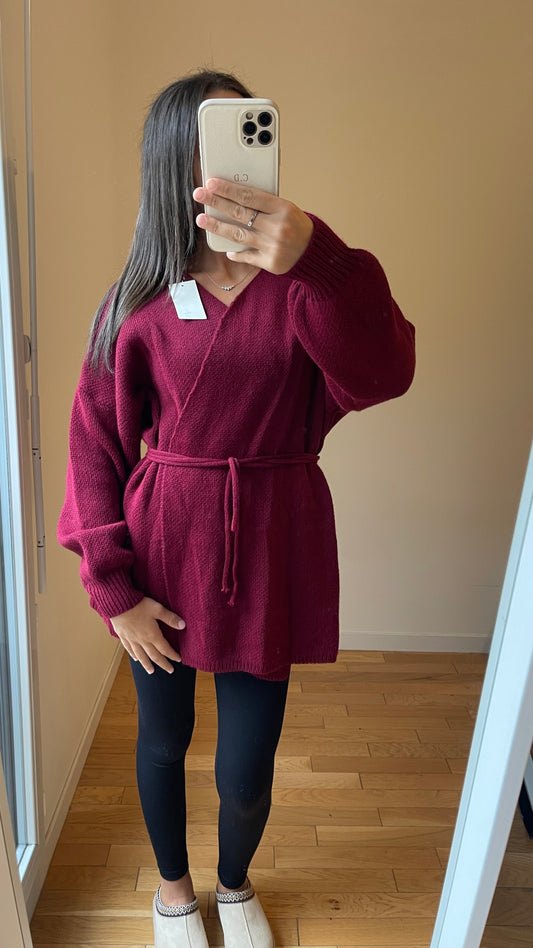 Pull cache coeur bordeaux