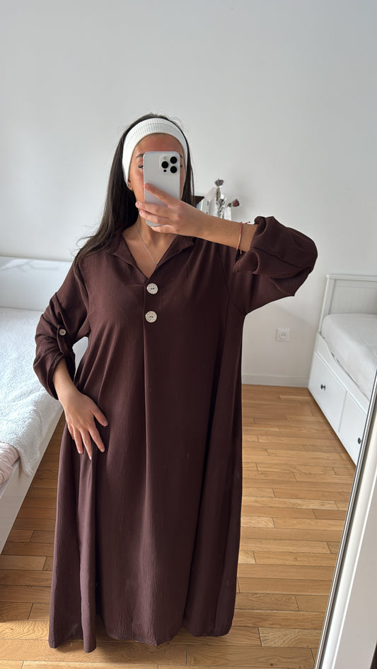Robe bouton marron