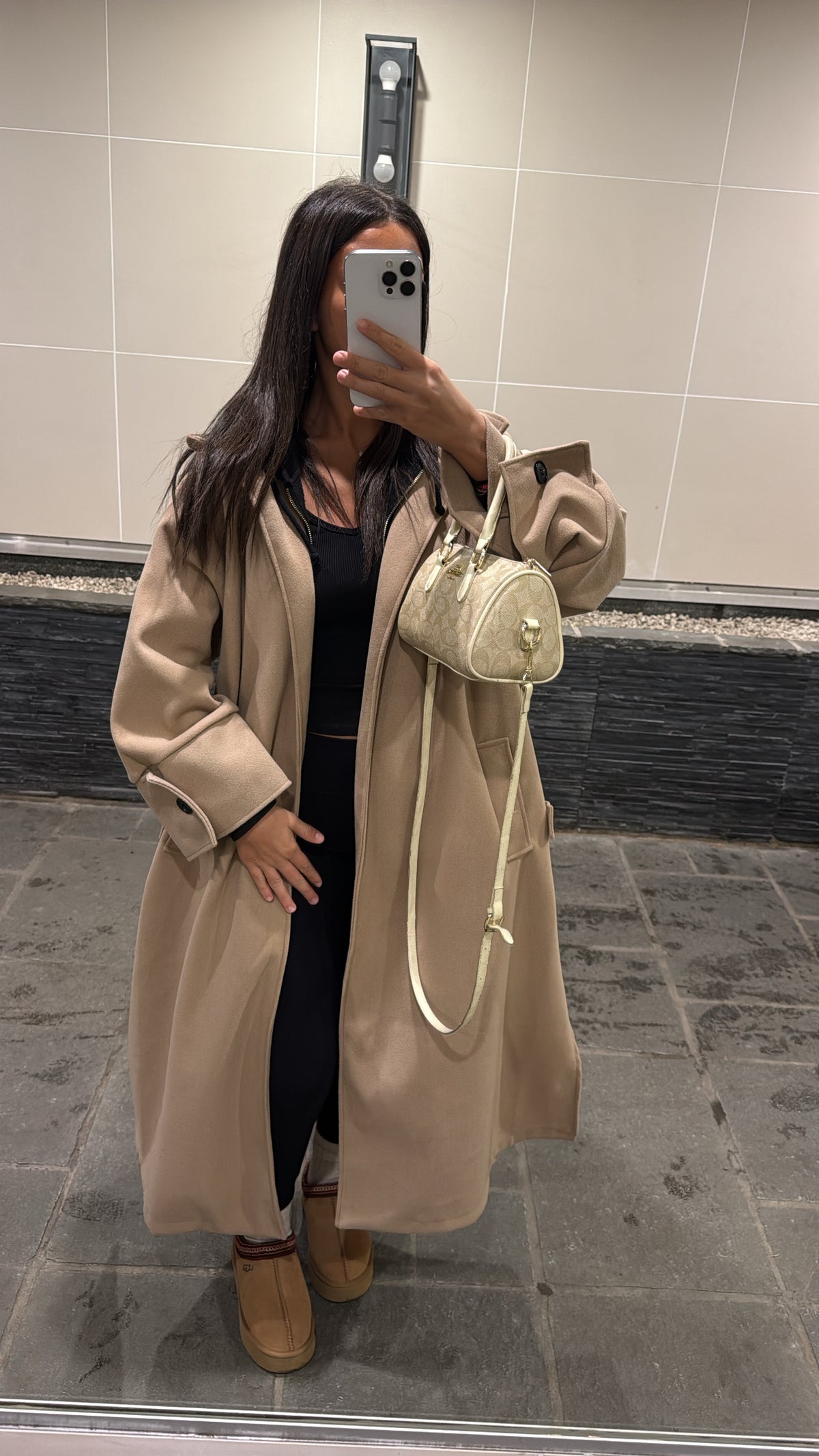 Manteau fente beige
