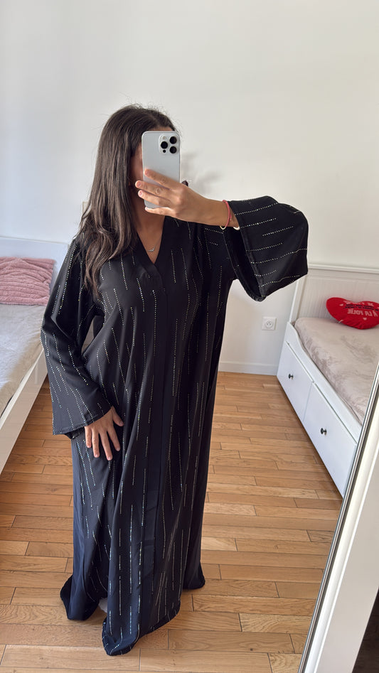 Abaya noire strass