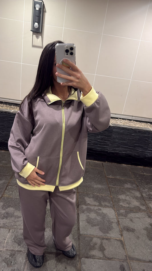 Ensemble nejma taupe / jaune