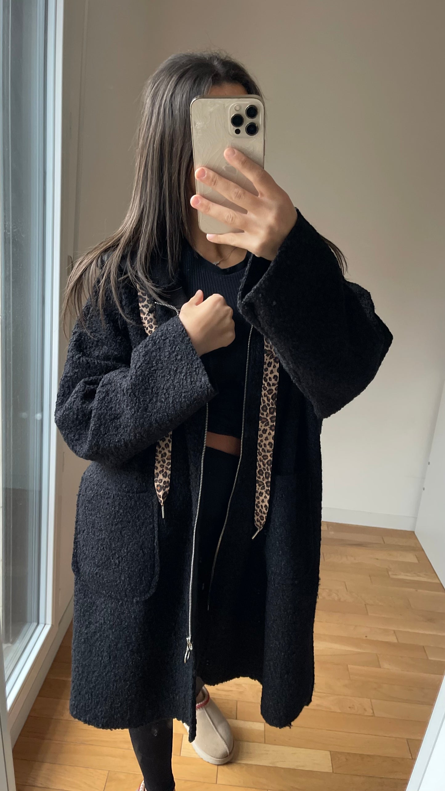 Manteau mi long noir