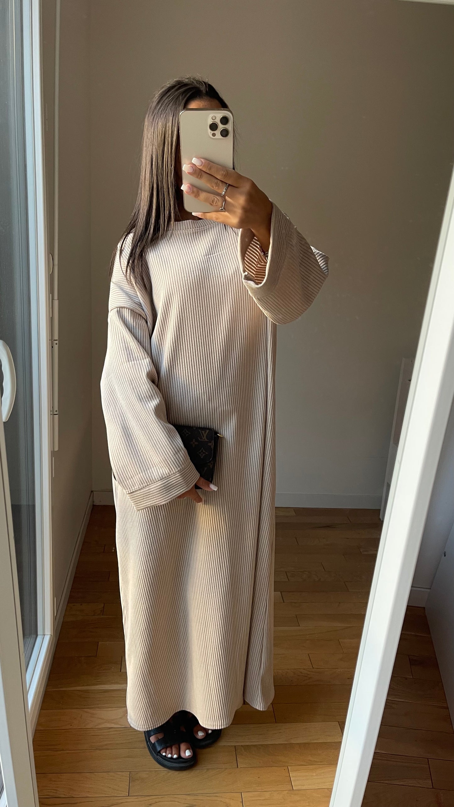 Robe velour beige