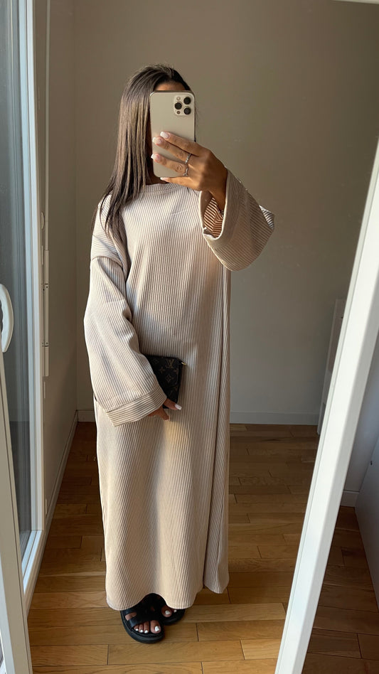 Robe velour beige