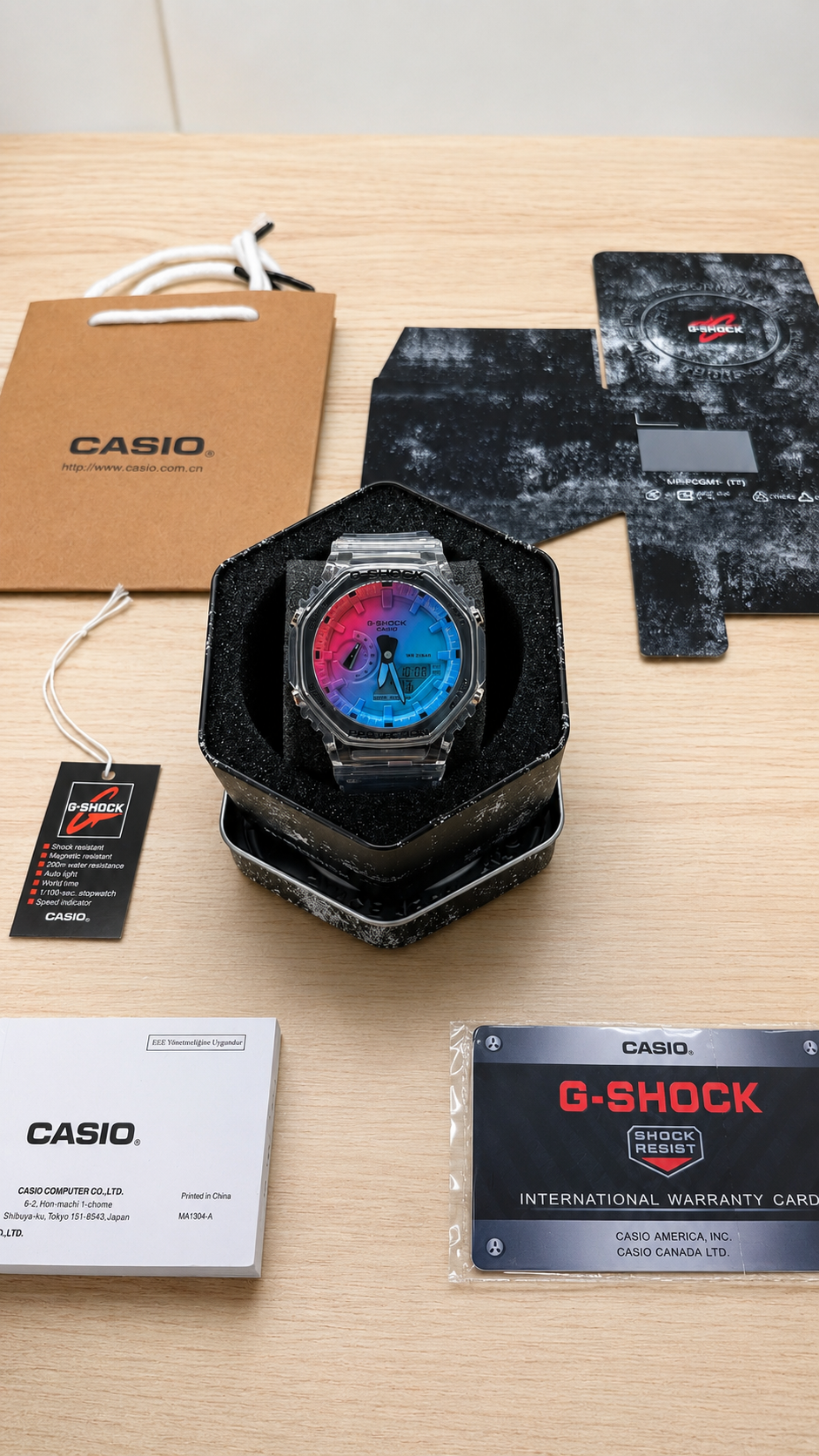 G shock transparente multicolore