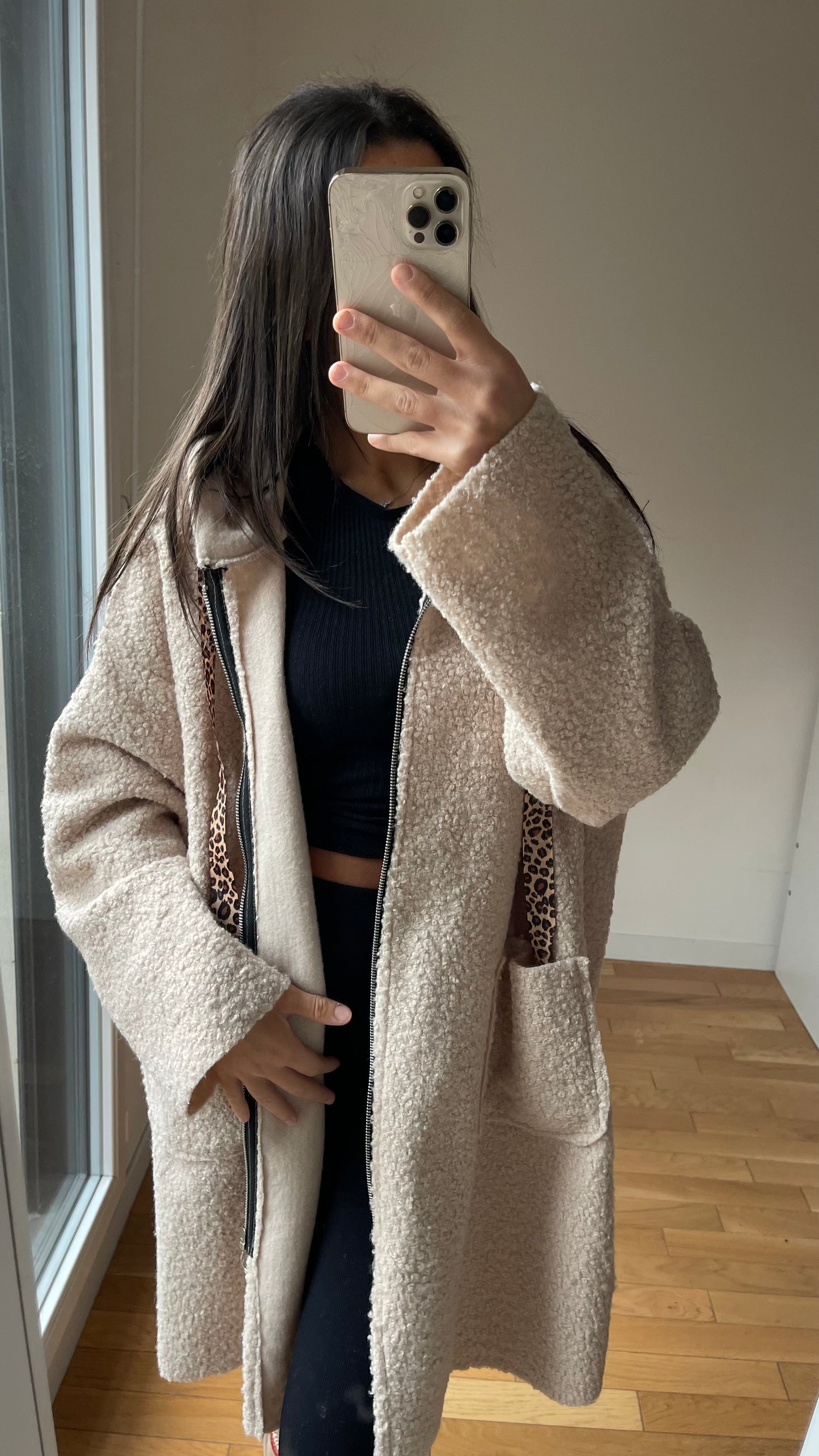 Manteau mi long beige