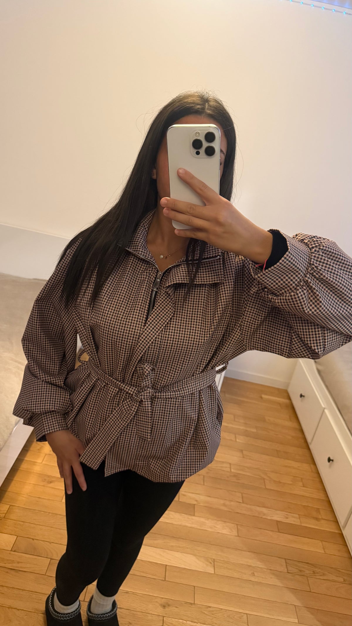 Veste  à carreaux bordeaux