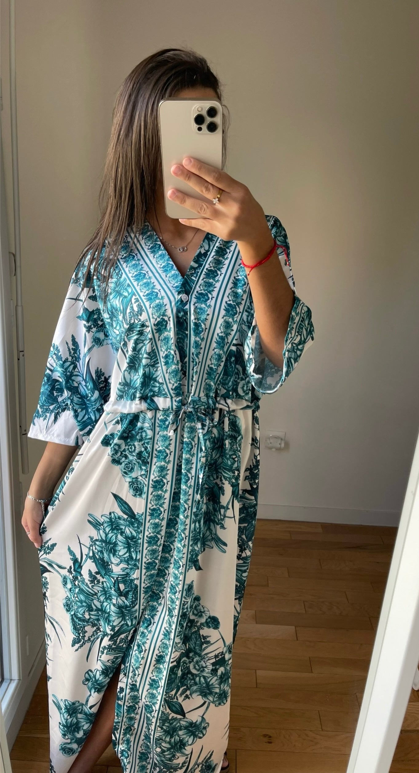 Robe a motif / kimono vert