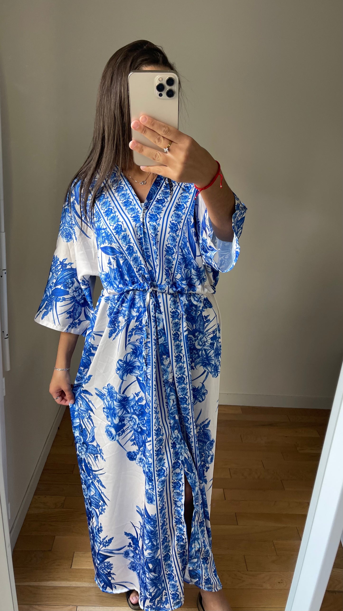 Robe a motif / kimono bleu