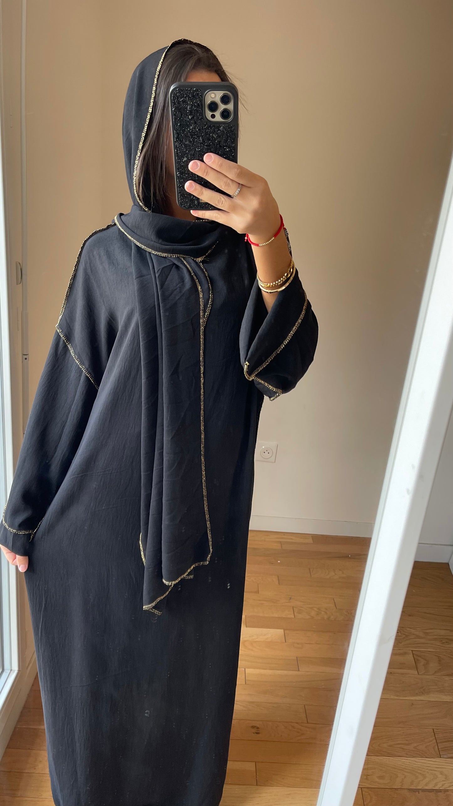 Abaya noir hijab integré