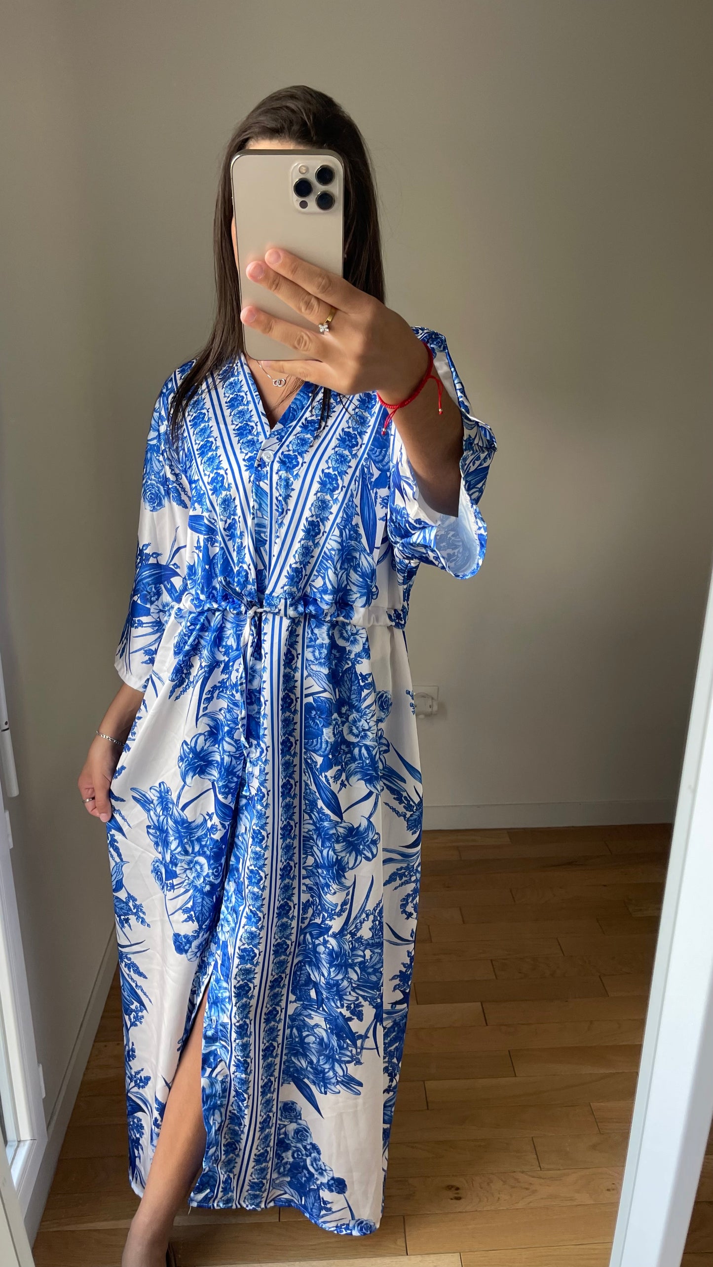 Robe a motif / kimono bleu