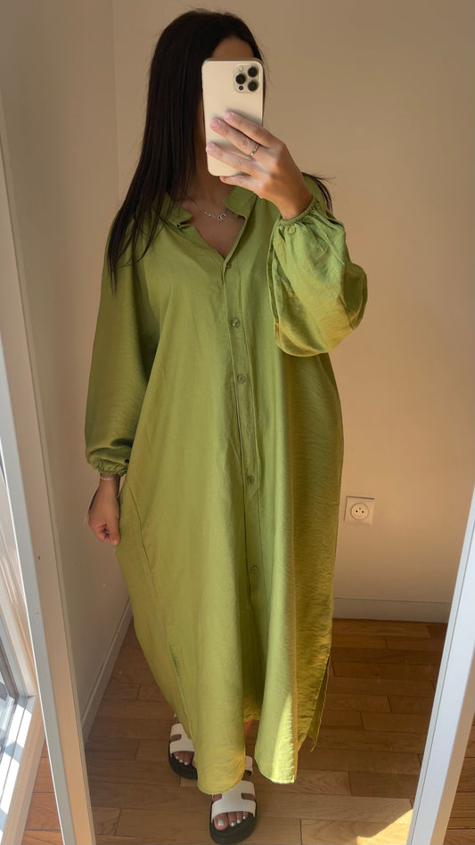 Chemise longue verte pistache