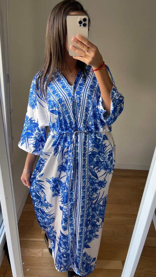 Robe a motif / kimono bleu