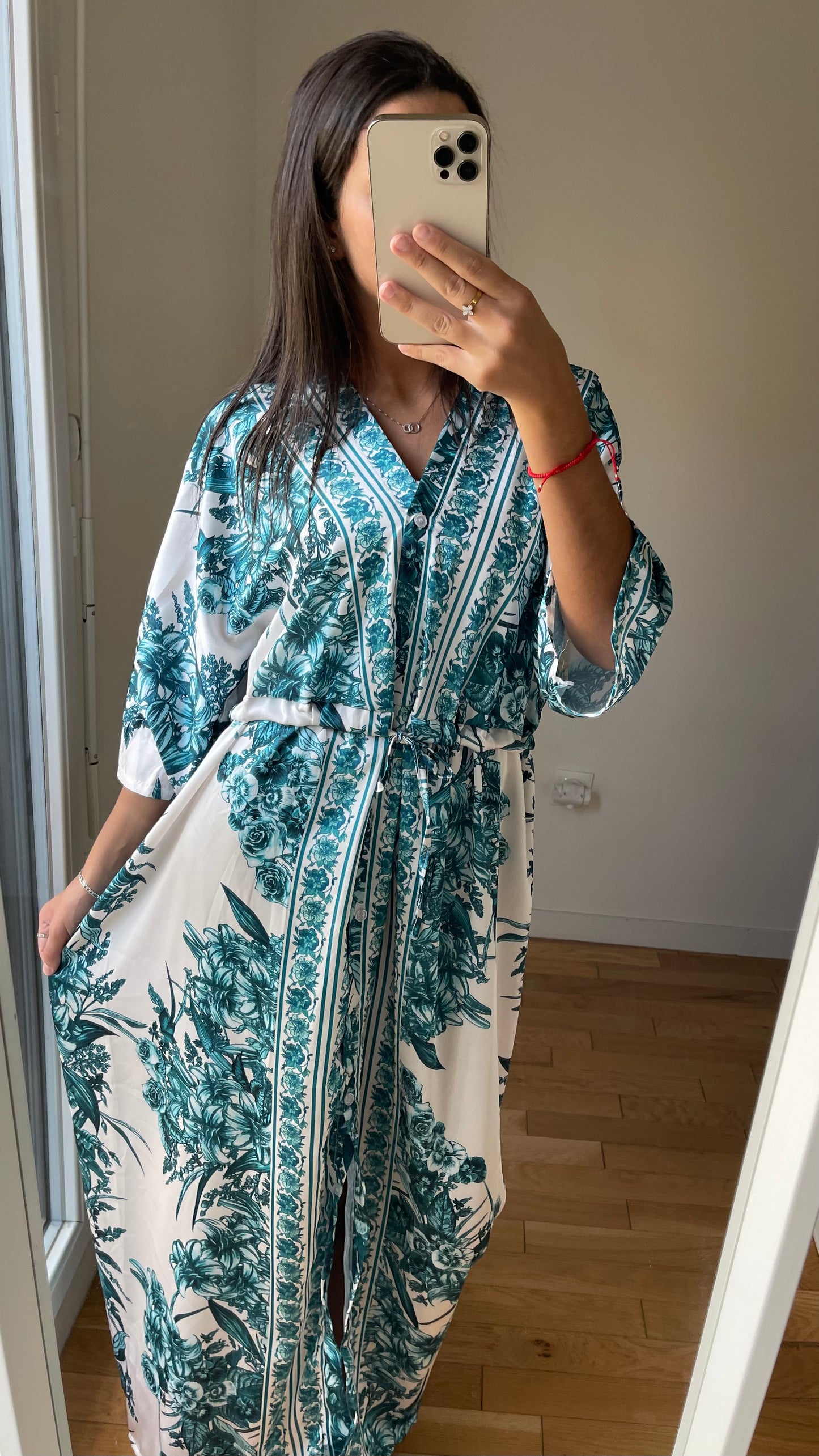 Robe a motif / kimono vert